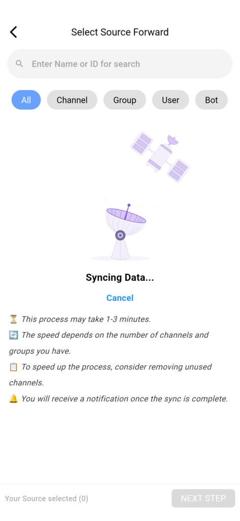 troubleshooting source selection telegram bot