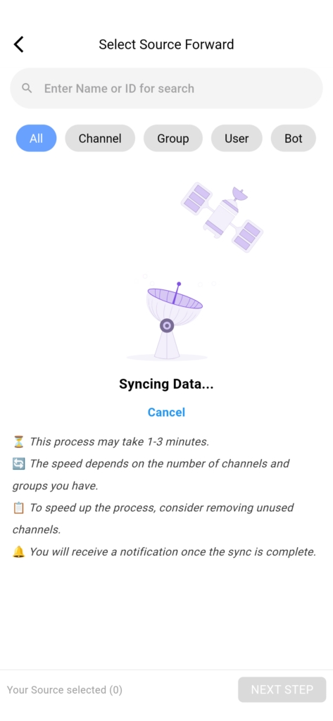 troubleshooting source selection telegram bot