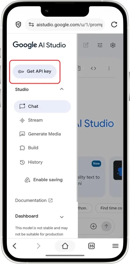 Navigate To API Settings