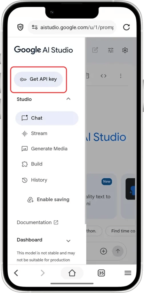 Navigate To API Settings