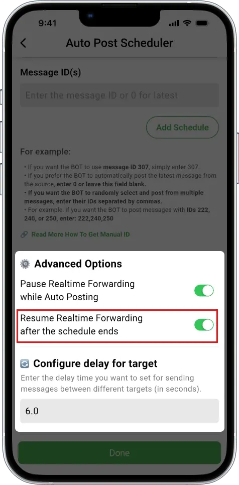 schedule Telegram message posting