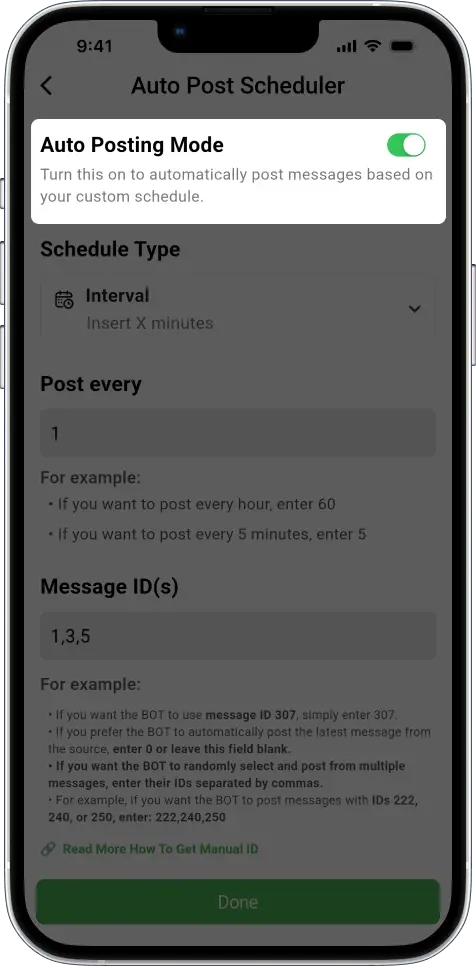 schedule Telegram message posting