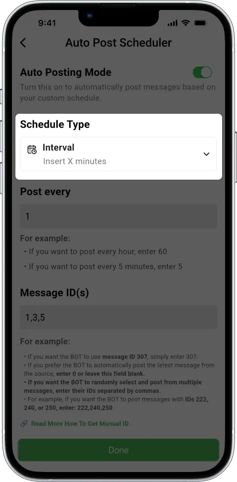 schedule Telegram message posting